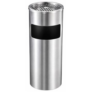 ROUND SS STANDING BIN C/W ASHTRAY SS250AT 250DX610H - FIRE RESISTANT