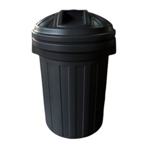 ROUND PLASTIC BIN C/W TIGHT FITTED LID 80L – 500 DIA X 700 HT PP80 BLACK