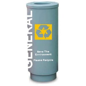 ROUND PE RECYCLING BIN C/W FLAT TOP OPENING LID 106LTR SB401R