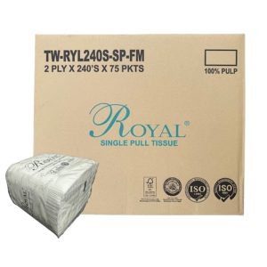 ROYAL 2PLY SINGLE PULL TISSUE 100% PULP 240’SX75PKT/CTN