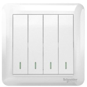 SCHNEIDER 4 GANG 1 WAY SWITCH (LARGE ROCKER) A3G34B1A