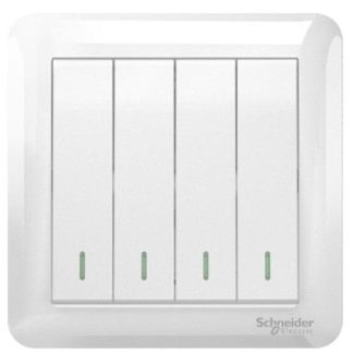 SCHNEIDER 4 GANG 1 WAY SWITCH (LARGE ROCKER) A3G34B1A