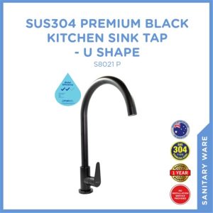 SELLEYS S8021 PREMIUM BLACK KITCHEN SINK TAP-U SHAPE