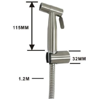 SHOWY S/STEEL STREAMLINED HAND BIDET C/W 1.2M HOSE AND BRACKET 3176