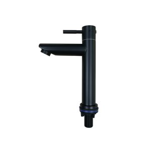 SHOWY BLACK-COATED WAND LEVER QUARTER TURN S/S BASIN TAP (180MM) 3906