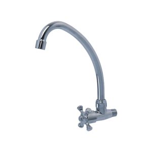 SHOWY X-KNOB J SPOUT WALL LONG PILLAR TAP 2555WC
