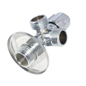 SHOWY ROUNDABOUT 1/2 X 3/8 M/F 3-WAY ANGLE STOPCOCK C/W FLANGE 6315
