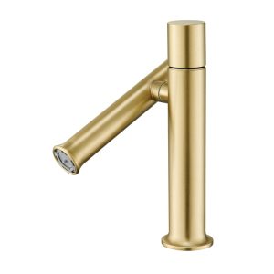 SHOWY GOLD P. 304 S/STEEL BASIN MIXER WITH VERTICAL SWIVEL SPOUT 3781