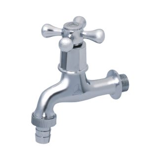 SHOWY CROSS QUARTER TURN HOSE UNION BIB TAP-2653NHZ~20