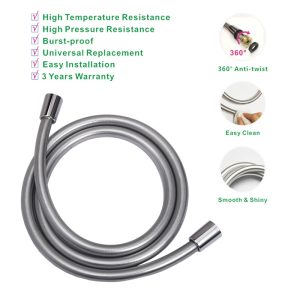 SHOWY 360° ANTI-TWIST SILVER PVC SHOWER HOSE 1.5M 2451 (2451-000)