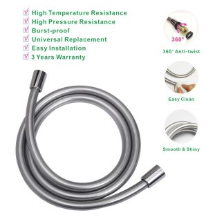 SHOWY 360° ANTI-TWIST SILVER PVC SHOWER HOSE 1.5M 2451 (2451-000)