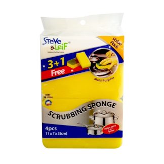 SL YELLOW SCRUBBING SPONGE 4PCS SL-570