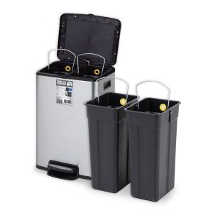 SL PEDAL TRASH BIN / WASTE BIN / DUSTBIN WITH 2 INNER BINS 20L (STAINLESS STEEL) SL-2222