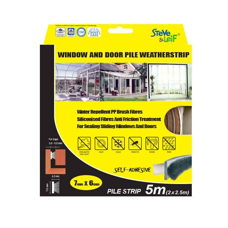 SL PILE WEATHERSTRIP 7X6MM-2X2.5M