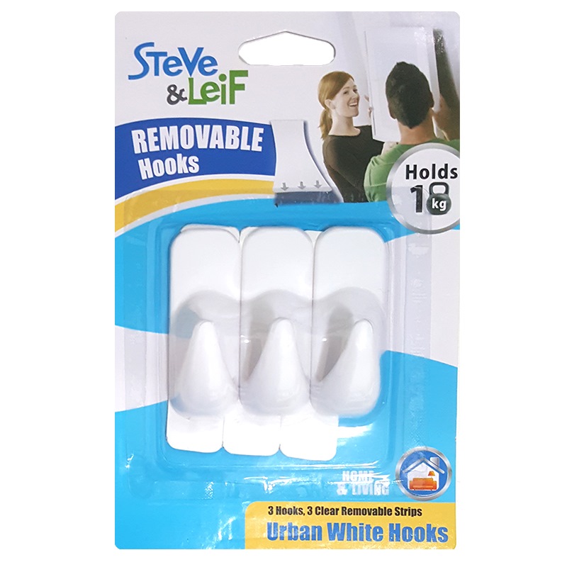 SL WHITE REMOVABLE HOOK SMALL SL-H2011W 3PPP