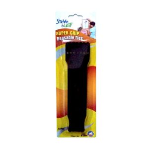 SL BLACK SUPER-GRIP REUSABLE TIE 25MMX1M SL-713 5PPP