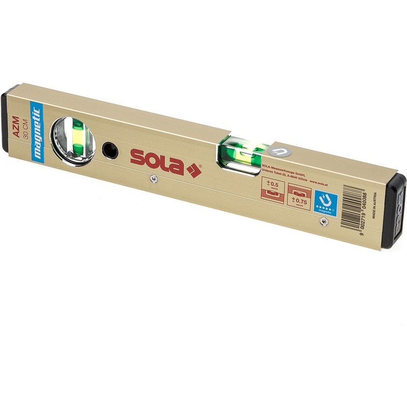 SOLA 2 VIALS MAGNETIC ALUM BOX LEVEL AZM GOLD