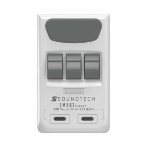 SOUNDTECH 3 WAYS ADAPTOR WITH 3.4A USB-C SMART CHARGER PP-49C