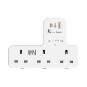 SOUNDTECH 33W 3GANG POWER SOCKET 3.0A+C USB QUICK CHARGER PP-333C