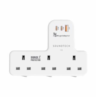 SOUNDTECH 33W 3GANG POWER SOCKET 3.0A+C USB QUICK CHARGER PP-333C
