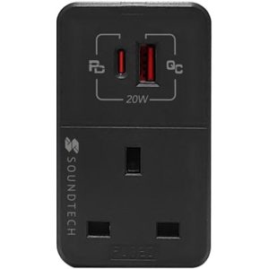 SOUNDTECH 3 WAY ADAPTOR WITH USB CHARGER DARK GREY MAU-320/DG