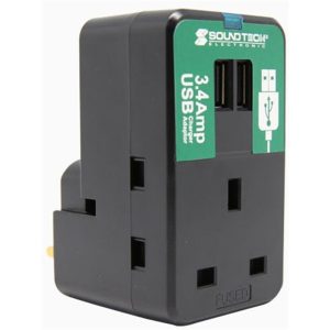 SOUNDTECH 3 WAY ADAPTOR WITH DUAL 3.4A USB PP-34U