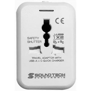 SOUNDTECH TRAVEL ADAPTOR WITH 20W USB A+C QUICK CHARGER TA-720