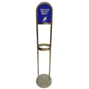 SS U-SHAPE UMBRELLA SLEEVE STAND C/W BLUE SIGNAGE & 2 HOOK USS12