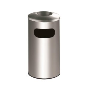 STAINLESS STEEL BIN C/W SIDE LOADING & ASHTRAY TOP DIA400XH760MM AT6