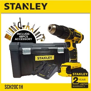 STANLEY 18V 1X1.3AH LI-ION 13MM HAMMER DRILL W/48PCS HAND TOOL SET SCH20C1H-B1