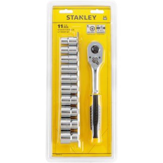 STANLEY 1/2DR 11PC 6PT SOCKET & RATCHET SET,12-24MM,STMT45501