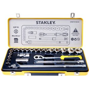 STANLEY 24PCS 1/2"DR. 6PT SOCKET METRIC, IN METAL BOX STMT74183
