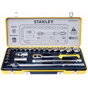 STANLEY 24PCS 1/2"DR. 12PT SOCKET METRIC, IN METAL BOX STMT74184