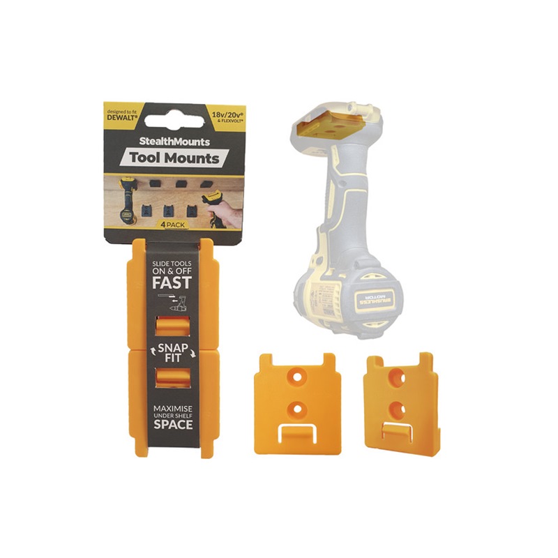 STEALTHMOUNTS YELLOW TOOL MOUNT FOR DEWALT 20V 4/PACK TM-DW18-YLW-4