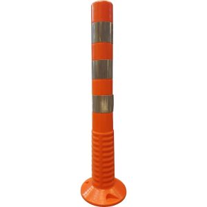 TRAF-SAFE™ SAFETY PU REBOUNDABLE POST W/ 3 REFLECTIVE SLEEVES, ORANGE 750MM