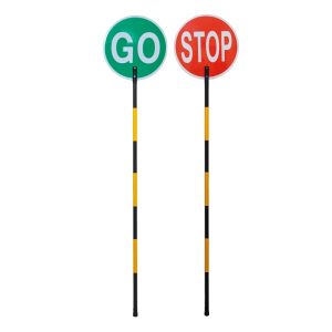 TRAFFIC STOP-GO SIGN DIA:39.5CM C/W POLE 182CM