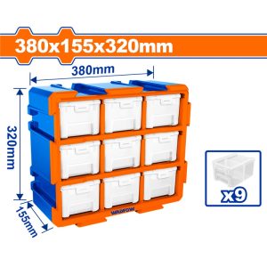 WADFOW MODULAR STORAGE TOWER W/9 CLEAR BINS 380X155X320MM WTB8331