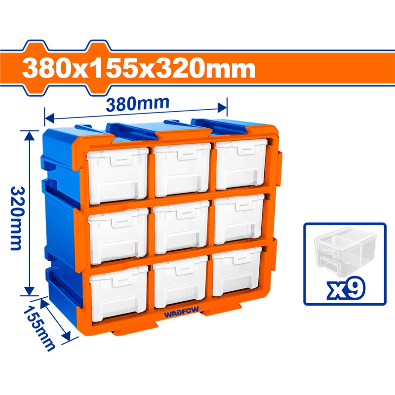 WADFOW MODULAR STORAGE TOWER W/9 CLEAR BINS 380X155X320MM WTB8331