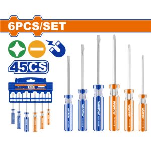 WADFOW 6PCS COLOUR HANDLE (-) & (+) SCREWDRIVER SET WSS3206