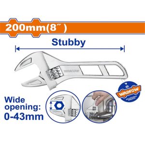 WADFOW 200MM STUBBY WIDE JAW ADJ WRENCH 0-43MM WAW7108