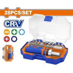WADFOW 28PCS SCREWDRIVER BIT SET WITH RATCHET HANDLE WSS8B28