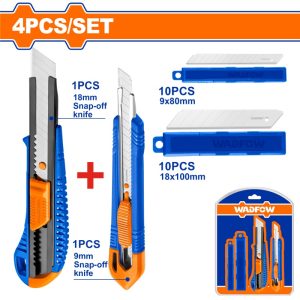 WADFOW 4PCS SET, 9 & 18MM SNAP OFF CUTTER + 10 BLADES EACH WSK2204