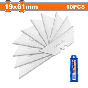 WADFOW 10PCS UTILITY CUTTER BLADE 61X19MM IN PLASTIC BOX WMK1K61
