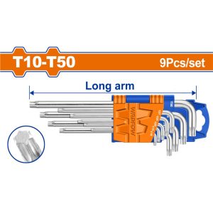 WADFOW 9PCS LONG ARM TORX KEY SET T10-T50 WHK3291