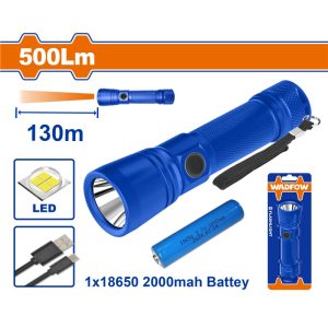 WADFOW FLASHLIGHT 500 LUMENS IRRADIATION DISTANCE 130M 18650 BATTERY WFL5408