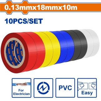 WADFOW 10PCS 5 COLOURS PVC INSULATION TAPE 18MMX10M WPN1023