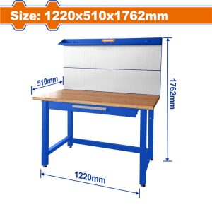 WADFOW 38MM THK WOOD WORKTOP BENCH W/PEGBOARD 1220X510X1762 WCS5A03
