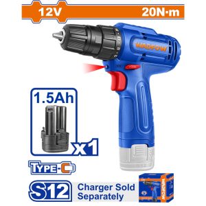 WADFOW 12V TYPE C 10MM CORDLESS DRILL 1X1.5AH BATT WCDS518 (NO USB CHARGER)