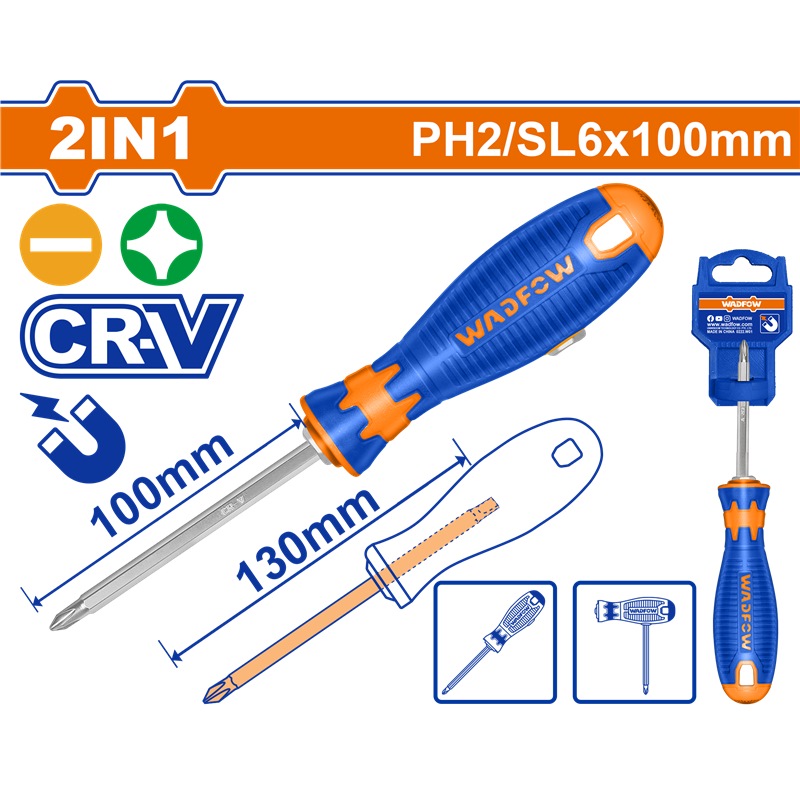 WADFOW 2 IN 1 SCREWDIVER (+ & -) 130MM WSS45M3