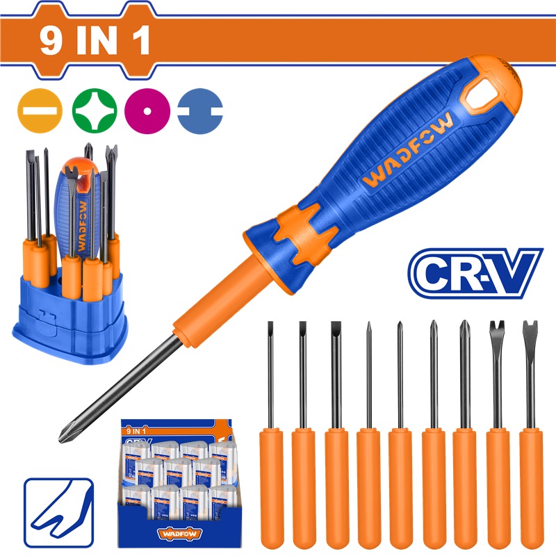 WADFOW 10PCS INTERCHANGEABLE SCREWDRIVER SET WSS1B10